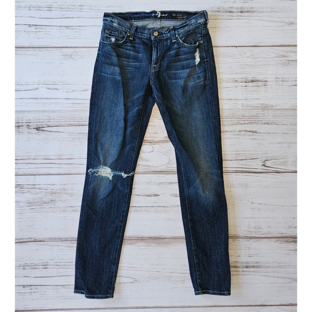 7 For All Mankind Dark Blue Skinny Jeans
